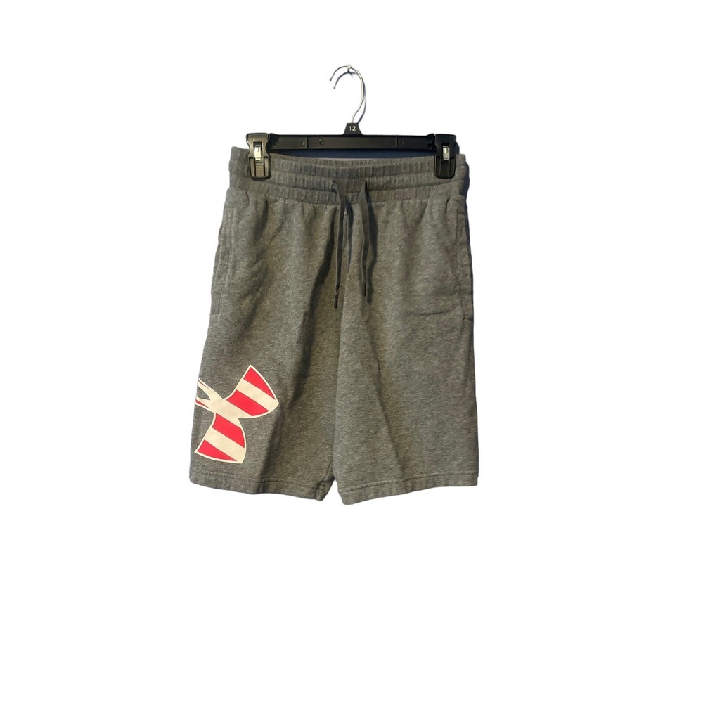 Under Armour Womens Small Gray Shorts American Flag Logo Athletic Sweat Shorts